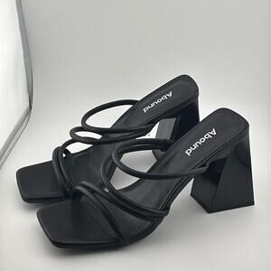 New women’s Abound black strappy block geometric heel sandals slip on size 8